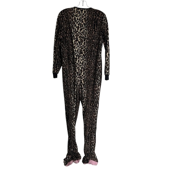 Nick & Nora Leopard Print Footed Pajamas One Piece Sleepwear Jumpsuit Small - Picture 3 of 11